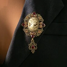 Vintage  Elegant Queen Head Portrait Brooch For Women Antique Wedding Bridal Bouquet Clothing Jewelry - Beauty Head - View 2