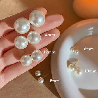 2 件耳饰人造珍珠装饰耳钉波西米亚风优雅风格百搭饰品女士