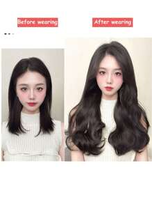 V-Shape Synthetic Hair Extension, Curly & Wavy Texture Clip-In Hair Extension, Thick Hair Piece For Hair Extensions & Hairpieces