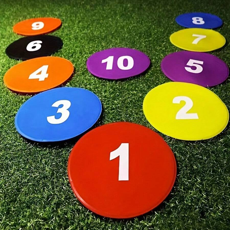 Numbered Agility Disc Cones With Anti-Slip Rubber For Soccer, Basketball Speed And Agility Training, Set Of 10 - Multicolor - View 1