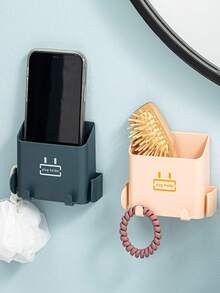 Cellphone Wall-Mounted Storage Box, No Drilling Needed, Creative Remote Control Holder, Bathroom Wall Organizer - Multicolor - View 4