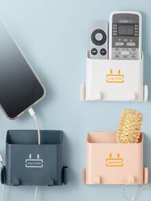Cellphone Wall-Mounted Storage Box, No Drilling Needed, Creative Remote Control Holder, Bathroom Wall Organizer - Multicolor - View 2
