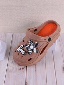 1pair Girls' Cute Flower Buckle Eva Sandals With Anti-Slip & Wear-Resistant Outdoor Boys' Beach Shoes, Suitable For Summer & Breathable - Brown - View 5