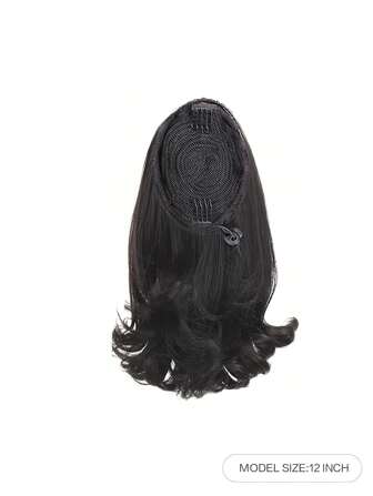 12-tums naturlig fluffig vågig hästsvans, lämplig för alla kvinnor för att öka hårvolymen