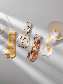 4pcs/Set Elegant Small Silk Scarfs, Suitable For Bag/Purse Accessory, Wrist Scarf, Daily Wear, Hair Bands/Accessories, Fashion Neck Ties - Multicolor - View 3