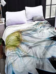 1 件休閒風格菊花印花珊瑚絨毛毯,柔軟溫暖的長方形蓋,適合午睡、寵物、旅行、四季、客廳沙發 - 彩色 - 查看 6