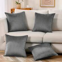 1pc Solid Cushion Cover Without Filler - Dark Grey - View 6