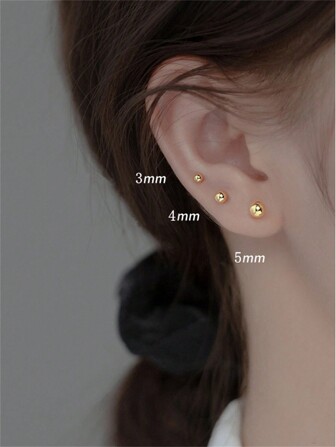 1套的63mm/4mm/5mm圓球耳釘帶A禮物盒,時尚和簡約風格,合適的適用於日期,節日,婚禮,派對,旅行,工作或者日常穿著,海灘度假,完美禮品適用於女朋友,媽媽,老師,朋友們或者