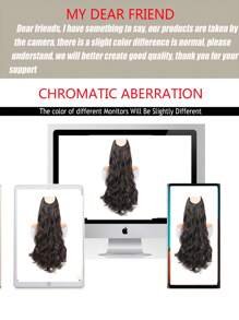 V-Shape Synthetic Hair Extension, Curly & Wavy Texture Clip-In Hair Extension, Thick Hair Piece For Hair Extensions & Hairpieces