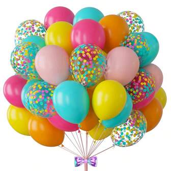 30 piezas/40 piezas/50 piezas Globos de látex de 12 pulgadas en colores azul, amarillo, naranja y rosa para decoraciones de fiestas con temática de flamenco de verano, decoraciones para bautizo, comunión, cumpleaños 1, 3, 5, 18, 30, 40 años