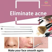 4pz Sacacomedon Removedor de Puntos Negros , Punta Belleza ,  Sacacomedones , Removedor de espinillas , Kit 4 piezas Aguja de acero inoxidable para eliminar puntos negros, espinillas, espinillas, limpieza Facial, cuidado de la piel, 4 unidades/juego - Blanco - Ver 6