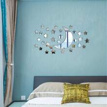 32 pezzi Adesivi da parete a forma di luna e stella, spessore 1 mm in materiale acrilico specchiato, per decorazione della casa, argento, adesivi, decorazioni da parete, decalcomanie in vinile per decorazioni domestiche, articoli per decorazioni primaverili per rinnovare la tua casa, adesivi decorativi per regali di compleanno e laurea, decorazioni da parete, specchio per camera da letto, bagno, soggiorno - Argento - Visualizzare 4