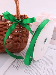 1.5cm Solid Color Cake Ribbon, Satin & Polyester & Organza Ribbon For Flowers Decoration And Gift Wrapping, 91m - Green - View 1