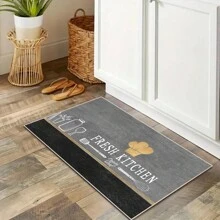 1pc Crystal Velvet Fabric Water Absorbent Non-Slip Washable Carpet With Tableware Print And Simple Grey Color Scheme. Various Styles And Sizes Available For Kitchen And Dining Areas. - Grey - View 8