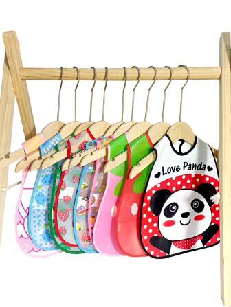 Peva Waterproof Toddler Boy & Girl Bib With Strawberry Pattern & Pocket For Easy Feeding And Stain Resistant