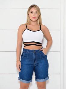 Women Denim Shorts - Dark Wash - View 4