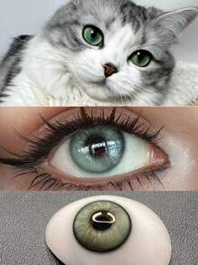 1 Pair Of Colored Contact Lenses (Non-Prescription) With Different Diameter And Size For Mixed-Race Style, Christmas Gift & Convenient For Travel - Lailin Qinghui - View 2