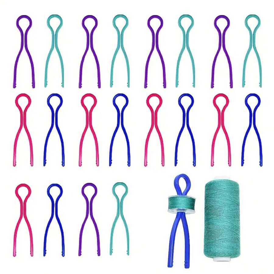 12/24pcs Sewing Bobbin Sticks, Spool Stick Clips, Bobbin Thread Clips, Spool Tools, Sewing Machine Tools For Spool Finishing - Multicolor - View 1