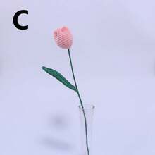 1朵成品手工編織的鬱金香保存鮮花,編織模擬花朵,情人節母親節禮物 - 淡紫色 - 查看 9