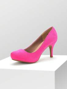 Women's Heels New Low Stiletto Round Toe Platform Pumps For Women - Red Violet - View 3