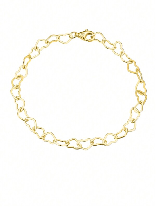 1pc 925純銀手鐲,獨特心形鏈條設計女性手鍊珠寶,適用於生日派對聖誕節禮品