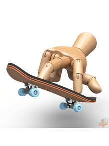 手指滑板專業楓木雙踢板創意小型滑板,附軸承和輪子,適用於手指玩樂 - 藍色 - 查看 5