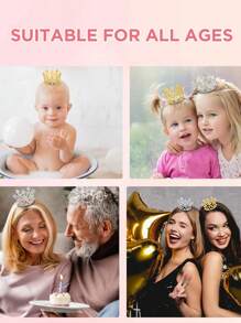 6pcs Miniature Crown Decorations For Birthday Cake, Pearl Crown - 3pcs Gold+3pcs Silver - View 4