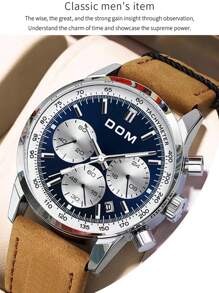 DOM 1只多功能石英男表 - 棕色 - 查看 2