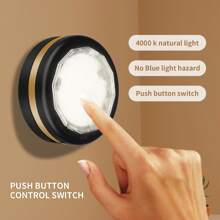 4 Pack Under Counter Lights For Kitchen,Wireless LED Puck Lights With Remote Control 6 Packs, Under Cabinet Lighting Battery Operated,Stick-Up Steps Lights Indoor - Black+Gold - View 4