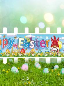 1pc Easter Decoration Happy Easter Banner, Traditional Easter Day Banner, Easter Hanging Porch Banner Easter Yard Sign, Wall Yard Fence Spring Theme Party Indoor Outdoor Decor (15.7*79 Inch) - Multicolor - View 3