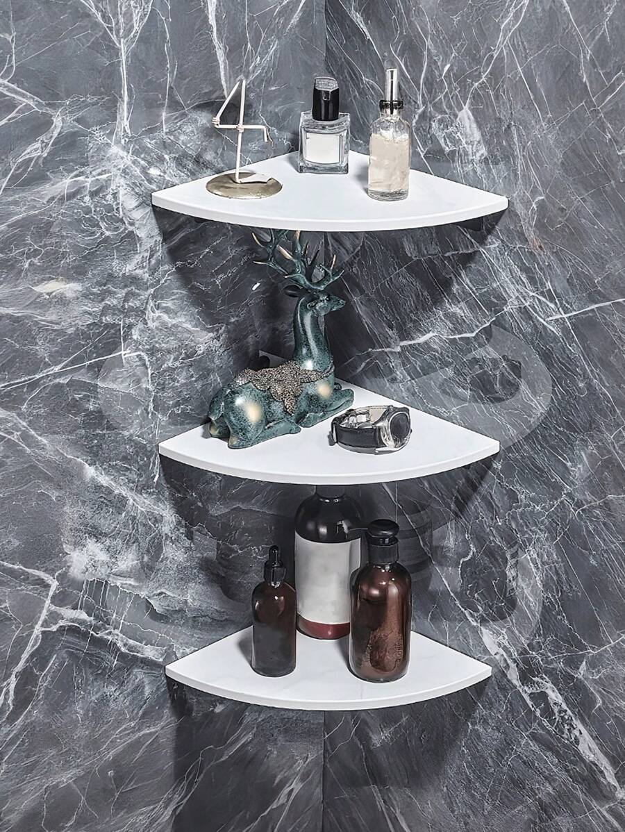 1/2/3入組白色扇形角落收納架,角落書架,裝飾性物品花瓶玩具牆架,安裝於牆面穿孔,適用於臥室、客廳、浴室、廚房、辦公室