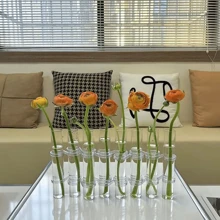 1 set Jarrón de tubo de vidrio transparente para el hogar, maceta hidropónica, arreglo floral, decoración del hogar, regalo de fiesta, decoración del hogar, jarrón de flores, centro de mesa, decoración de mesa