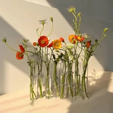 1 set Jarrón de tubo de vidrio transparente para el hogar, maceta hidropónica, arreglo floral, decoración del hogar, regalo de fiesta, decoración del hogar, jarrón de flores, centro de mesa, decoración de mesa