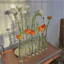 1 set Jarrón de tubo de vidrio transparente para el hogar, maceta hidropónica, arreglo floral, decoración del hogar, regalo de fiesta, decoración del hogar, jarrón de flores, centro de mesa, decoración de mesa
