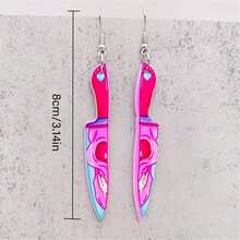 Yanxyad Halloween Horror Acrylic Dangle Earrings Sharp Knife Shape Drop Earrings Gothic Punk Style Accessories For Girls Women - Multicolor - View 3