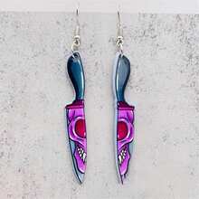 Yanxyad Halloween Horror Acrylic Dangle Earrings Sharp Knife Shape Drop Earrings Gothic Punk Style Accessories For Girls Women - Multicolor - View 4