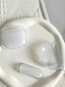 1pc Glitter Transparent AirPods Protective Case, Daily Casual Use - Clear - View 3