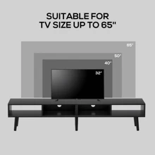 VOWNER TV Stand For 55-60 Inch TV Console Table With Open Shelf Entertainment Center - Black - View 2