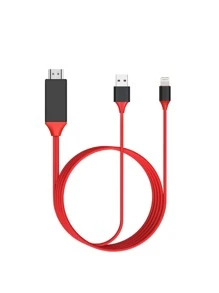 Cable Para iPhone iPad Lightning A  2metros Hd 1080p - Rojo - Ver 2