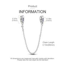 925 Sterling Silver Dew Drop Love Safety Chain Charm Pendant Fit Original Bracelet DIY Charms Fine Jewellery Birthday Gifts