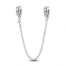 925 Sterling Silver Dew Drop Love Safety Chain Charm Pendant Fit Original Bracelet DIY Charms Fine Jewellery Birthday Gifts
