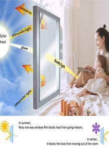 One Way Window Film Daytime Privacy Mirror Effect Reflective Window Tint For Home Self Adhesive UV Sun Blocking Heat Control Glass Door Films - Black - View 5
