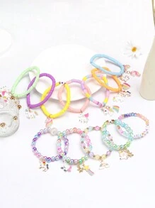 Paquete De Material De Bricolaje Para La Fabricación De Joyas Que Incluye Cuentas, Encantos De Unicornio Y Caballo Arcoíris En Caja - Multicolor - Ver 4