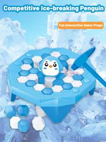 1pc Plastic Ice Breaking Trap Board Game, Penguin Rescue Ice Breaking Game, Interactive Stress-Relief Party Desk Toy - Large Icebreaker Penguin - View 2