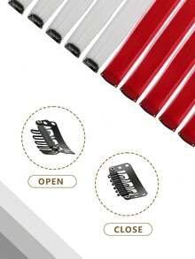 彩色头发白色橙色黑色红色粉色灰色紫色接发派对亮点夹头发 22 英寸，直发夹合成条纹适合女孩女士头发使用乳制品节日新年礼物 10 件/包 - 彩色 - 查看 3