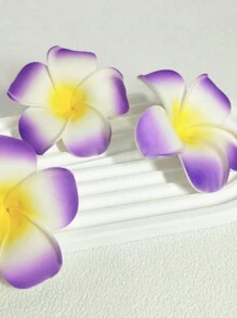 3 件装甜美女士鸡蛋花发夹可爱海边度假风格花卉发饰，波西米亚风格清新雏菊发夹，适合海岛海滩度假派对，鳄鱼发夹，百搭发饰，春夏 - 彩色 - 查看 15