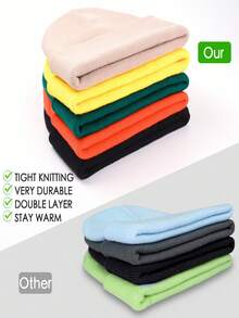 LAKIBOLE 4 Gói Mũ Len Dệt Kim, Cặp Đôi Nam Nữ Co Giãn Ấm Áp Màu Kẹo Mũ Dệt Kim, Quà Tặng Ngày Lễ Cho Bạn Gái Và Gia Đình - Xám đậm & xám lanh & cam & xanh - Xem 4