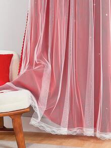 1入 睡房用環保織物雙層隔熱隔音遮光窗簾,紅色適用於女孩兒童房 - 紅色 - 查看 4