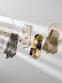 4pcs/Set Fashionable Small Silk Scarf, Ideal For Bag Accessory, Wristband, Everyday Life, Hair Decoration - Multicolor - View 5