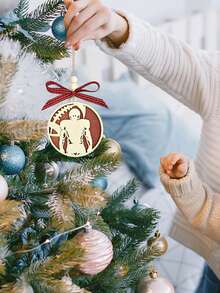 1個雙層木製吊飾,印有足球選手圖案和蝴蝶領結,是足球選手和球迷的完美禮物,適合足球比賽、足球派對、新年和聖誕節的門口和樹上裝飾 - 彩色 - 查看 7